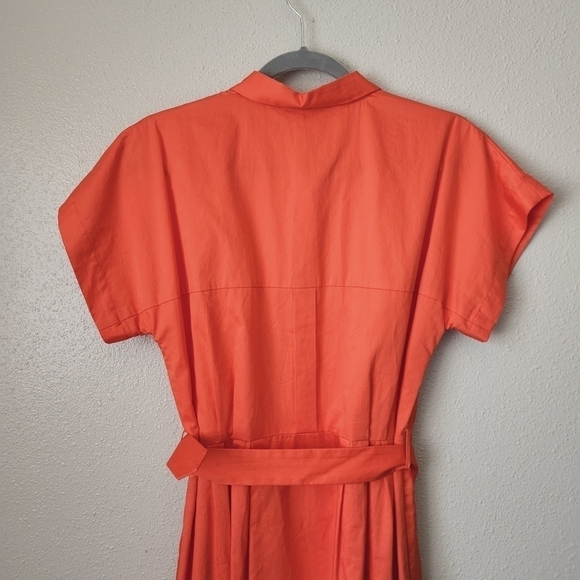 Gerard Darel Orange Button Front Belted Midi Fit & Flare Casual Business Dress 8 - Picture 2 of 10